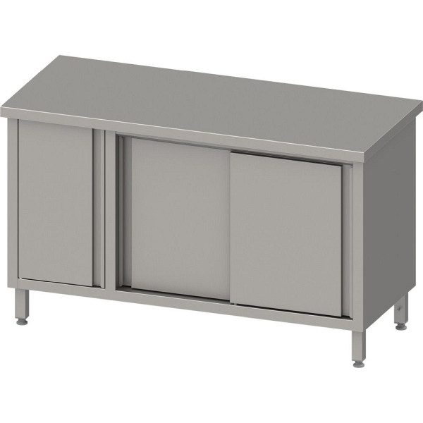 Stalgast Arbeitsschrank mit Schiebetüren 2000x700x850mm, mit Flügeltürschrank links, ohne Aufkantung, verschweißt, VAS20708L