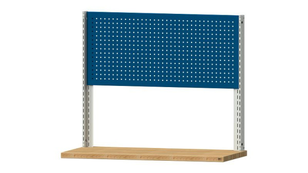 ANKE Werkbänke Grundaufbau Systemaufbau, 1480 x 107 x 1200 mm, RAL 7035/5010, 1 x Lochwand Höhe 650 mm, 340.344