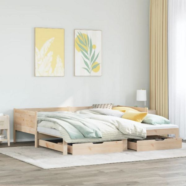 vidaXL Tagesbett Ausziehbar mit Schubladen ohne Matratze 80x200 cm, 3302215