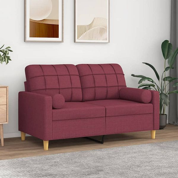 vidaXL 2-Sitzer-Sofa mit Zierkissen Weinrot 120 cm Stoff, 3200780