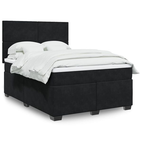 vidaXL Boxspringbett mit Matratze Schwarz 160x200 cm Samt, 3293250