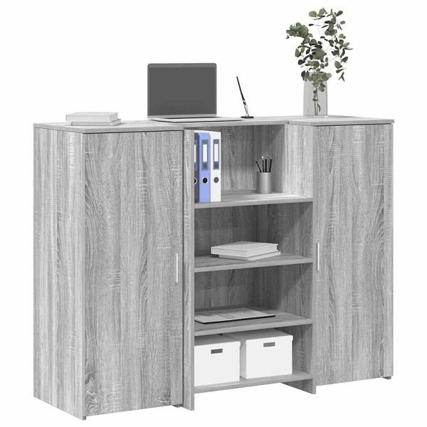 vidaXL Empfangstheke Grau Sonoma 135x50x103,5 cm Holzwerkstoff, 3324192