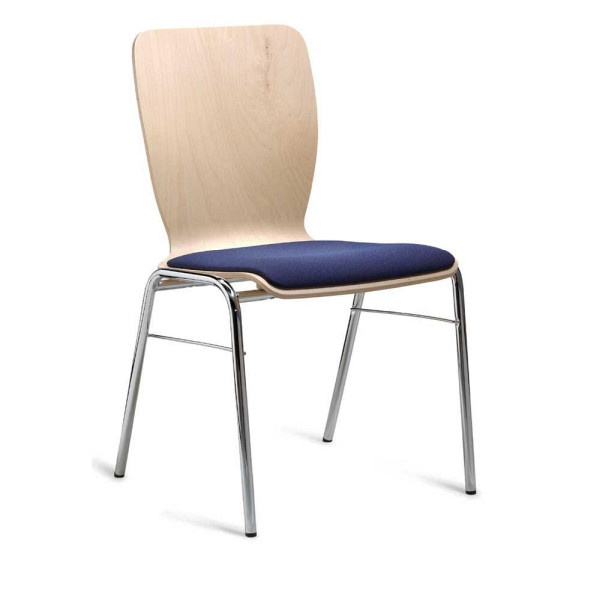 Deskin Besucherstuhl JARA, Blau, 500 x 555 x 845 mm, Gestell: Verchromt, Sitzpolster, 346652