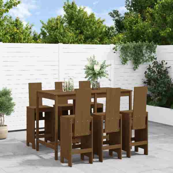 vidaXL 7-tlg. Gartenbar-Set Honigbraun Massivholz Kiefer, 3157784