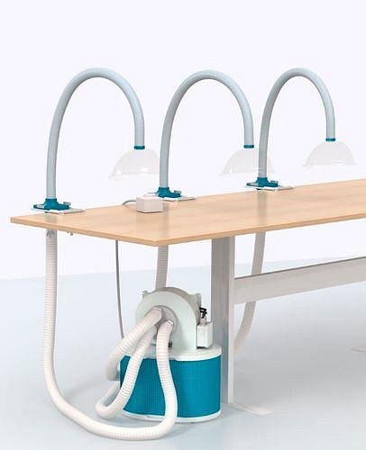 DENIOS Absaugventilator AV 1500 mit Filterelement, 3 Absaugarme, inkl. Kugelhaube, 241403