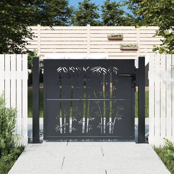 vidaXL Gartentor Anthrazit 105x105 cm Stahl Bambus-Design, 153179