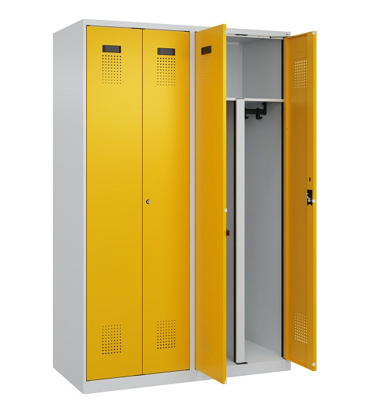 C+P PSA Schwarz-Weiß-Spind Evolo PLUS, 4 Abteile, 1850x1200x500mm, 7035/1004, Zylinderschloss, 049002-40P S10027