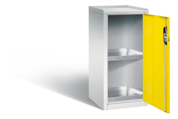 C+P Umweltschrank Acurado, H1000xB502xT500mm, Farbe: Lichtgrau / Verkehrsgelb, Muldengriff, 8721-315 S10137
