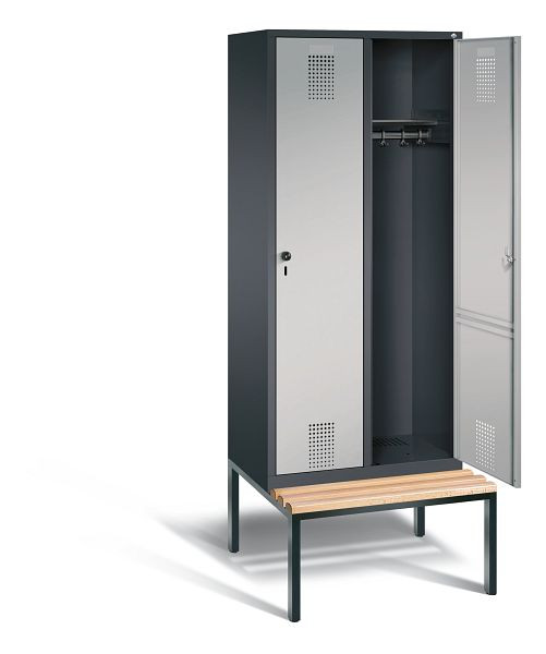 C+P Garderobenschrank Evolo, H2090xB810xT815mm, Farbe: Schwarzgrau / Weißaluminium, 48050-22 S10089