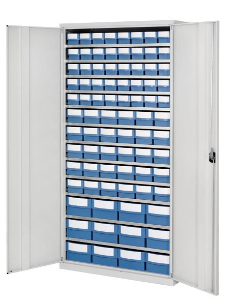 Kappes Systemschrank mit Volumenregalkasten, H 1950 x B 1000 x T 500 mm, RAL 7035, Modell 4, taubenblau, 1251.08.1013