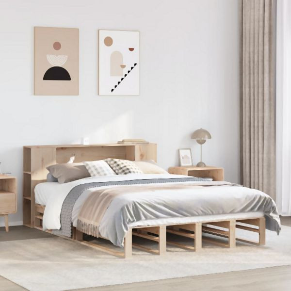 vidaXL Massivholzbett mit Regal ohne Matratze 120x200 cm, 3323872