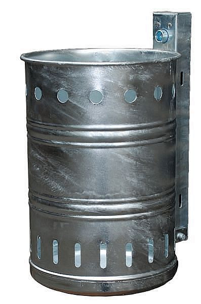 Renner Abfallbehälter ca. 35 L, gelocht, zur Wand- und Pfostenbefestigung, feuerverzinkt, 7004-00FV