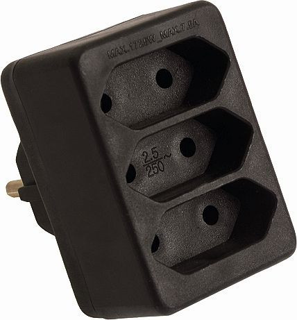 as-Schwabe Euro-Multistecker 3-fach, schwarz, 48312