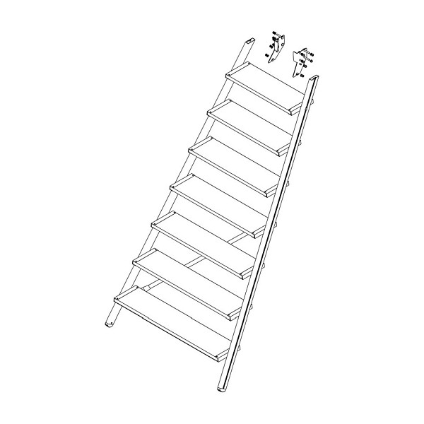 Munk Günzburger Steigtechnik Aufstieg Podesttreppe 8 Stufen inkl. Montagesatz, Korundbeschichtung, 800058