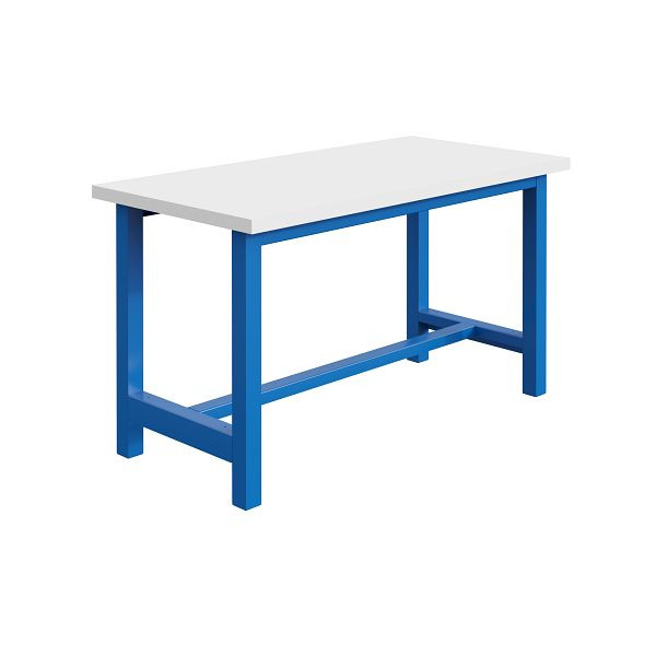SOFAME CKS Werkbank B 2000 x T 750 x H 840mm, RESITOP Laminat-Arbeitsplatte 40 mm, Himmelblau RAL 5015, W010160032BI