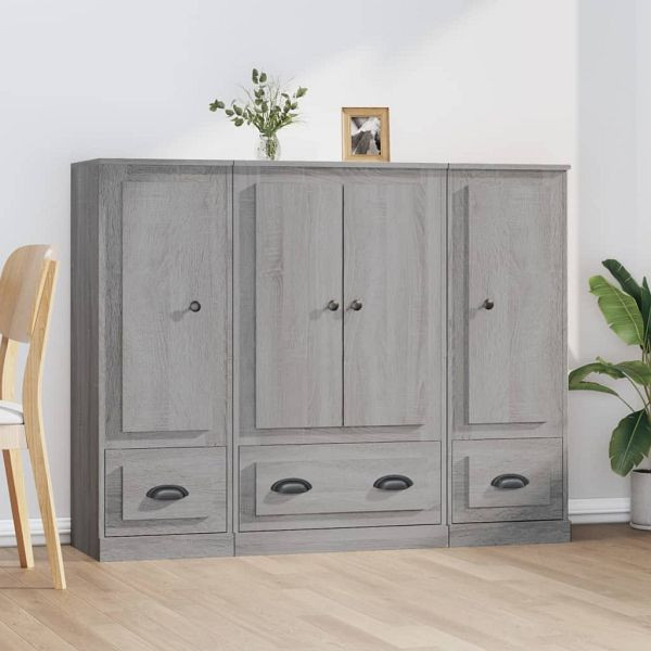 vidaXL Highboards 3 Stück Grau Sonoma Holzwerkstoff, 3185301