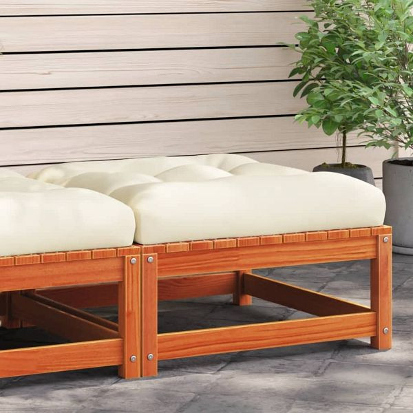 vidaXL Gartenhocker mit Kissen Wachsbraun Massivholz Kiefer, 838098