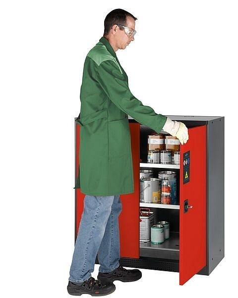 asecos Chemikalienschrank CS-CLASSIC Modell CS.110.105 Korpusfarbe, rot, 30492-046-30500