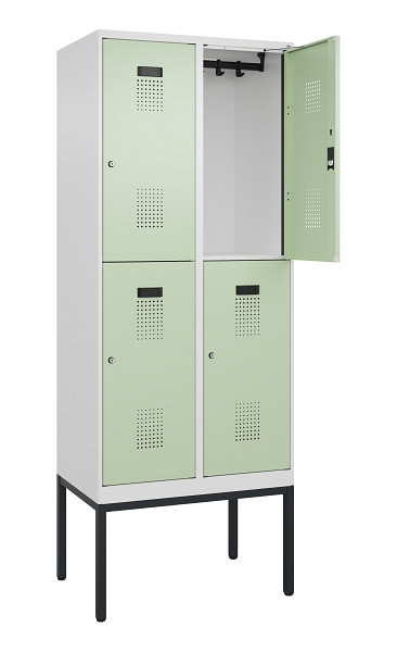 C+P Doppelstock-Spind Evolo PLUS, Gestell, 4 Fächer, 2120x800x500mm, 9016/6019, Zylinderschloss, 0493307-22 S10046