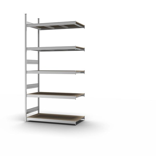 hofe Großfach-Anbauregal, 3000x600x1500 mm, 5 Fachebenen, Spanplatte verzinkt, 350 kg Fachlast, 2000 kg Feldlast, zweiseitige Bedienung, GZA30615S