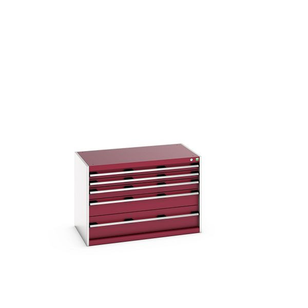 bott cubio Schubladenschrank bestückt mit 5 Schubladen, BxTxH: 1050x650x700mm, RAL 7035/3004, 40021005.24V
