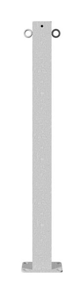 Schake Absperrpfosten Stahlrohr 70 x 70 mm ortsfest, für Dübel Befestigung feuerverzinkt / weiß beschichtet, mit 2 Ösen, 470P/2