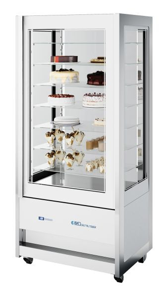 NordCap Panorama-Kühlvitrine CRISTAL TOWER 930 RV TN WHITE, steckerfertig, Umluftkühlung, 4537014193012001