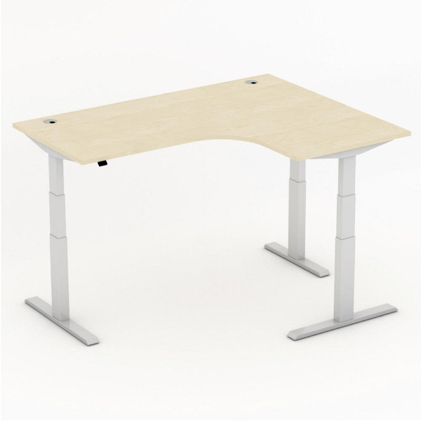 Deskin Sitz-/ Stehtisch Jumboform Comfort MULTI M, Ahorndekor, B 1800 x T 1400 x H 640-1300 mm, Freiform rechtsseitig, 285829