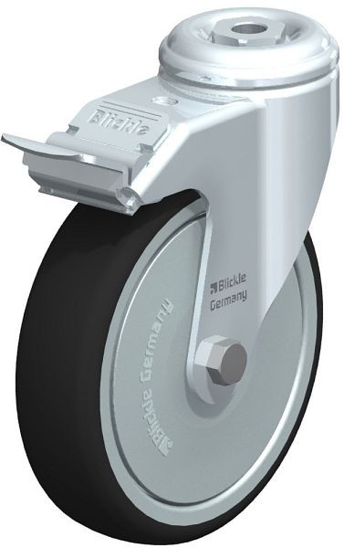 Blickle LKRA-PATH 126K-11-FI-FK Apparate-Lenkrolle mit Rückenloch & Feststeller, Thermoplastisches Polyurethan, Grau, 754849