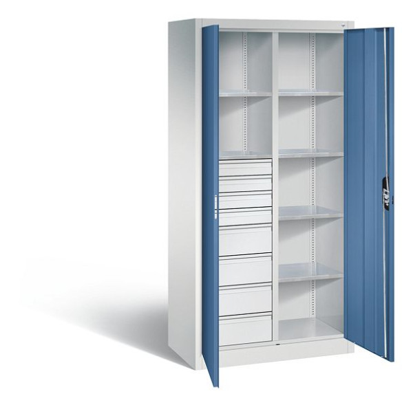 C+P Werkzeugschrank Acurado, H1950xB930xT500mm, Farbe: Lichtgrau / Fernblau, Muldengriff, 8921-305 S10172