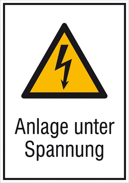 SafetyMarking Warn-Kombischild, Anlage unter Spannung, BxH 13,1x18,5 cm, Folie, selbstklebend, 21.1238