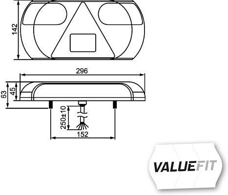 HELLA VALUEFIT Heckleuchte, Valuefit, LED, 24V, Anbau/geschraubt, Lichtscheibenfarbe: mehrfarbig, Stecker: offene Kabelenden, rechts, 2VP 357 016-121