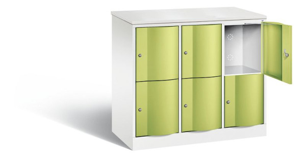C+P Schließfachschrank Resisto, H1077xB1148xT540mm, Farbe: Verkehrsweiß / Viridingrün, 8472-372 S10175