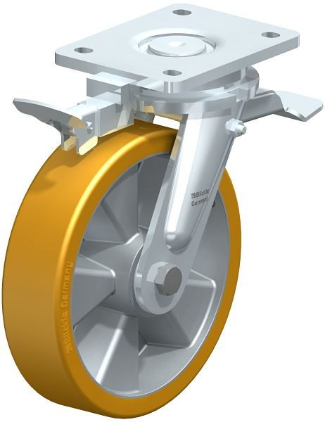 Blickle LO-ALTH 200K-ST-RI4 Stahlgeschweißte Schwerlast-Lenkrolle mit Feststeller, Blickle Extrathane®, Hellbraun, 625483