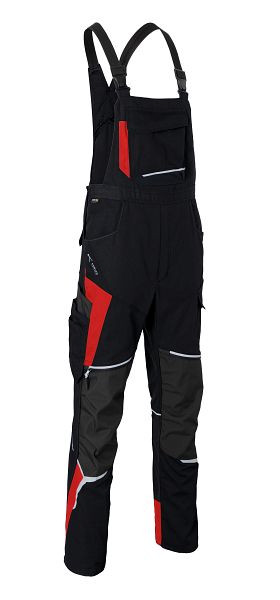 Kübler BODYFORCE Latzhose, Farbe: schwarz/mittelrot, Größe: 54, 3125 5302-9955-54