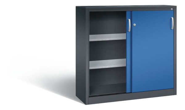 C+P Schiebetürenschrank Acurado, H1200xB1200xT400mm, Farbe: Schwarzgrau / Enzianblau, Bügelgriff, 2047-09 S10063