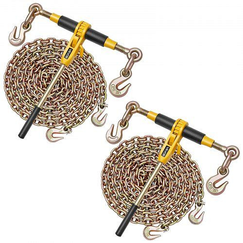 VEVOR Ratschenspanner mit Zurrketten G80 8 mm x 4,3 m, 2er-Set, 3629 kg, Kettenspanner mit Greifhaken, Ladungssicherung, DLTJLLJQ2T15IO6ZC001V0