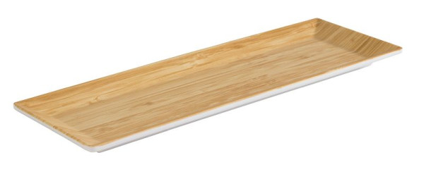 APS Tablett -BAMBOO-, 31 x 10,5 cm, Höhe: 2 cm, Melamin, innen: Bambusoptik, außen: weiß, 84805