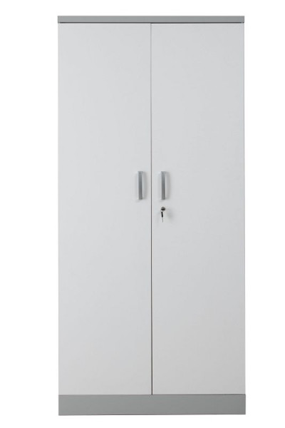 Gürkan Flügeltürenschrank, 42 x 92 x 195 cm, Lichtgrau, Weiß, Fachboden Stück 4, FLC/WD.19, 100110