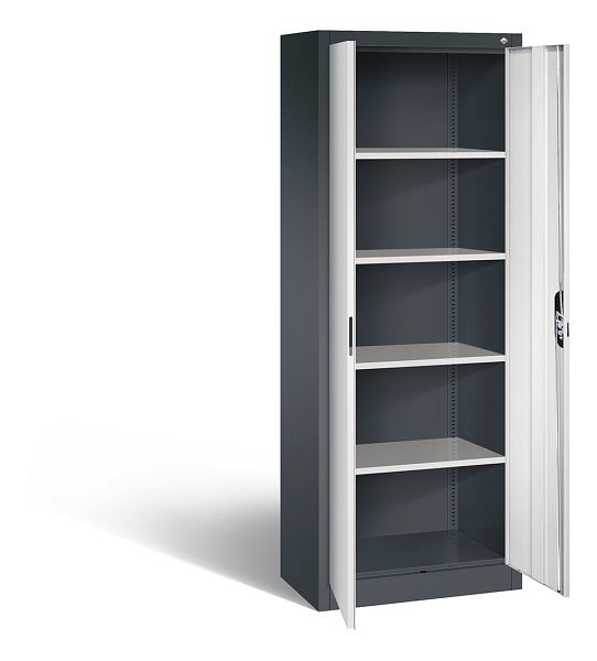 C+P Büroschrank Acurado, H1950xB700xT400mm, Farbe: Schwarzgrau / Lichtgrau, Muldengriff, 5 OH, 9236-000 S10495