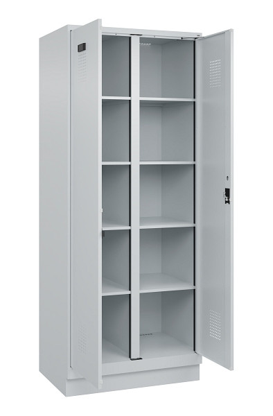 C+P Wäsche-Spind Evolo PLUS, mit Sockel, 2 Abteile, 1950x800x500mm, 7035/7035, Verschluss Zylinderschloss, 049022-22B S10040