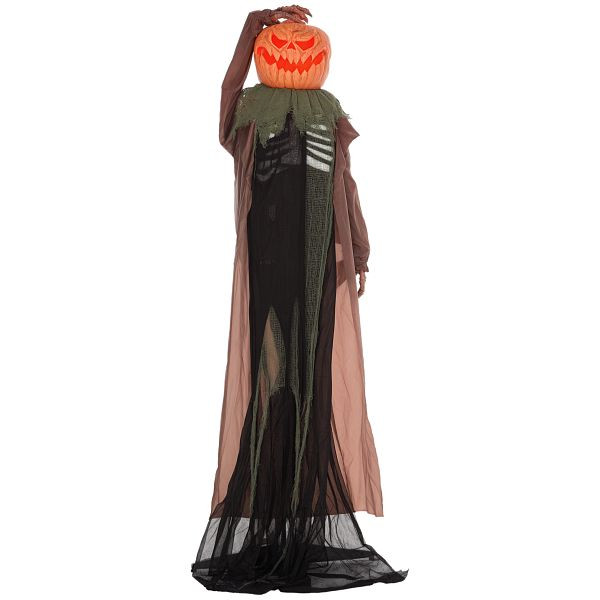 HOMCOM Totenkopf-Kürbis, Helloweendeko, gruselige Laute, rote Augen, beweglicher Arm, 183 cm, 844-862V00KK