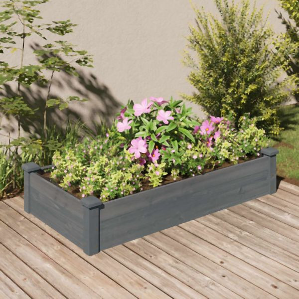 vidaXL Hochbeet mit Einsatz Grau 120x60x25 cm Massivholz Tanne, 364291