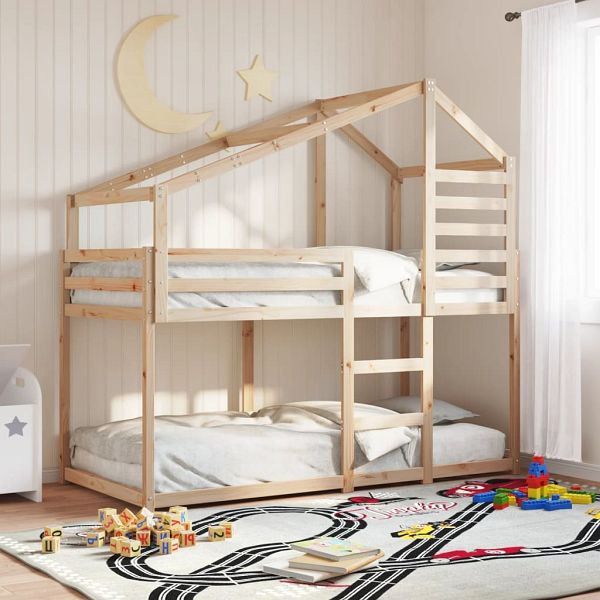 vidaXL Etagenbett mit Dach 90x200 cm Massivholz Kiefer, 3281970
