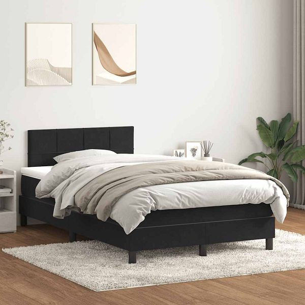 vidaXL Boxspringbett mit Matratze Schwarz 120x220 cm Samt, 3316253