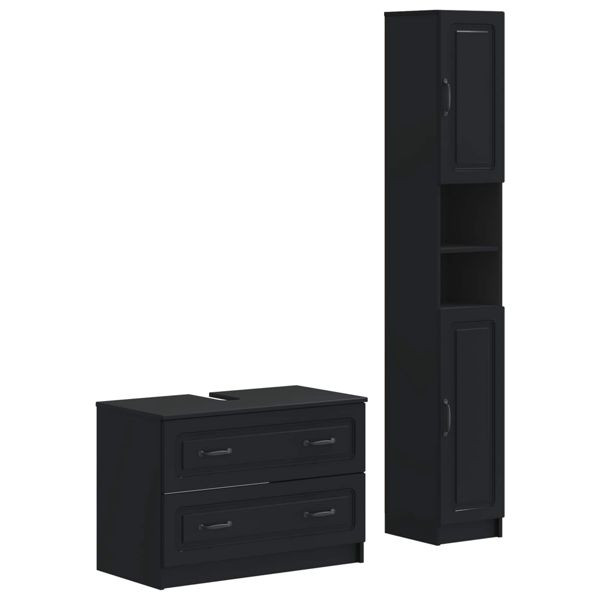 vidaXL 2-teiliges Badezimmer Schrank Set UTRECHT Schwarz Holzwerkstoff, 3417568