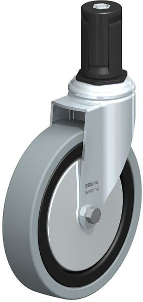 Blickle LKRA-VPA 150G-11-FA-ER15 Apparate-Lenkrolle mit Expander, Vollgummi, Grau, 848440