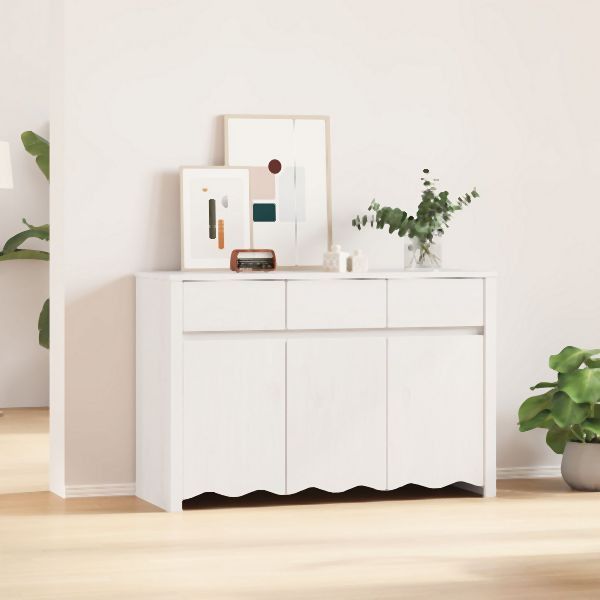 vidaXL Sideboard "DRAMMEN" Weiß 114x43x75,5 cm Massivholz Kiefer, 42003039