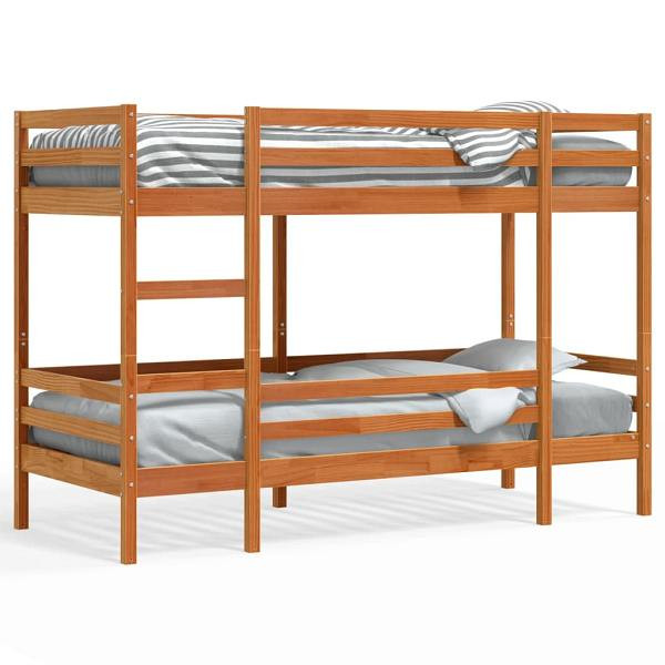 vidaXL Etagenbett Wachsbraun 75x190 cm Massivholz Kiefer, 3284226