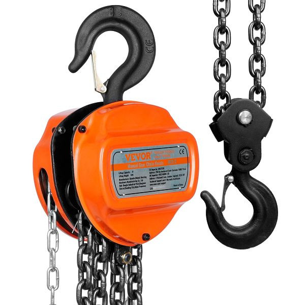 VEVOR Flaschenzug 2T Tragkraft Kettenzug 2,8m Hubhöhe Seilzug mit 360° drehbarer Haken, SJXSLHL2T10FT7VNYV0
